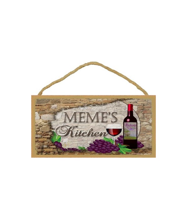 Meme's Kitchen Wine Bottle 5 x 10 sign