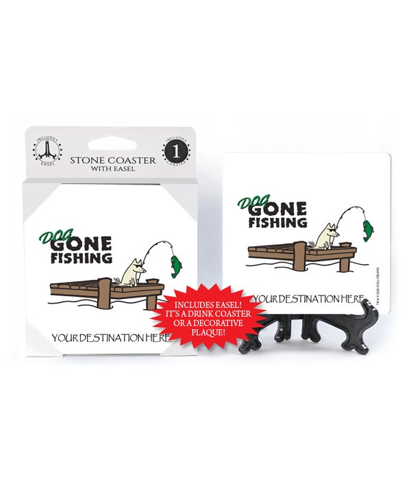 Dog Gone Fishing-1 pack stone coaster