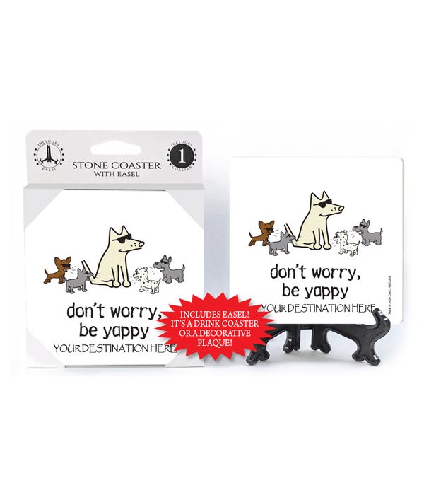 Don't worry, be yappy-1 pack stone coaster