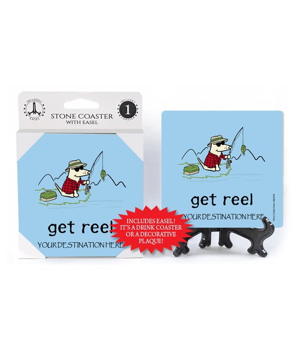 Get Reel-Fishing dog-1 pack stone coaster