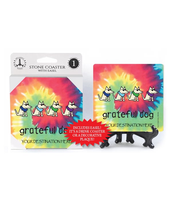Grateful Dog-Tie-dye-1 pack stone coaster
