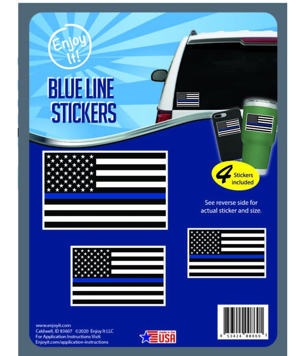 Blue Line U.S.A. Flag Stickers
