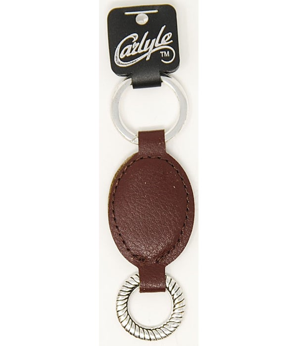 Dark Brown Oval Shaped Carlyle Leather Key Ring