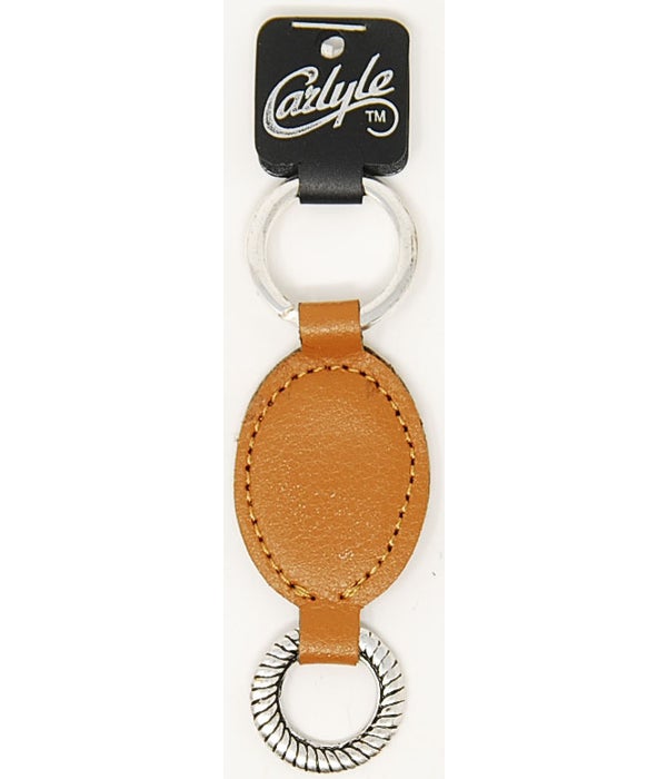 Tan Oval Shaped Carlyle Leather Key Ring