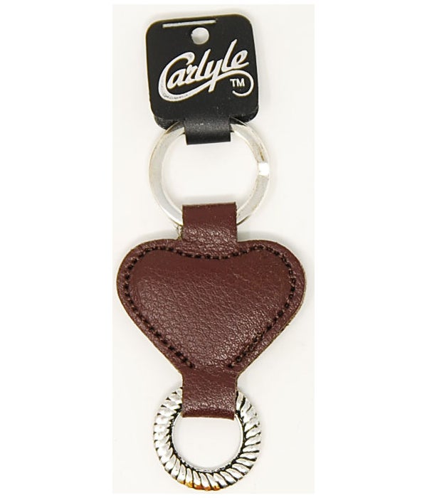 Dark Brown Heart Shaped Carlyle Leather Key Ring