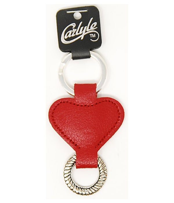 Red Heart Shaped Carlyle Leather Key Ring