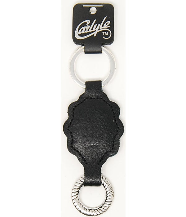 Black Wavy Shaped Carlyle Leather Key Ring