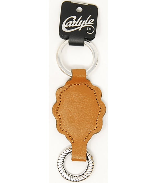 Tan Wavy Shaped Carlyle Leather Key Ring