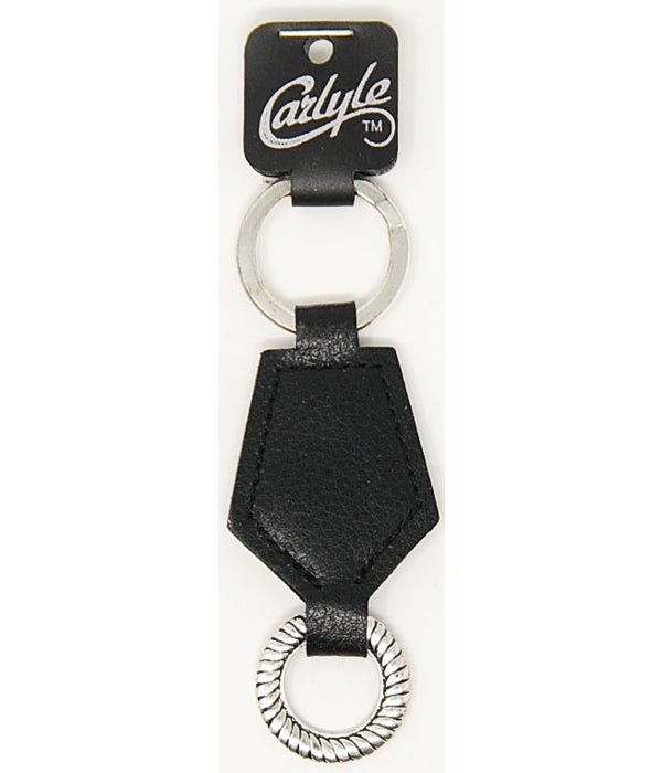 Black Pentagon Shaped Carlyle Leather Key Ring