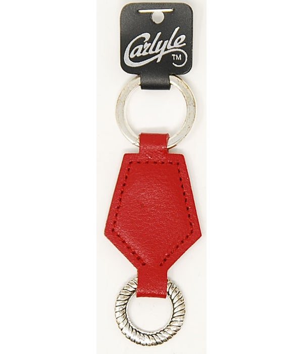 Red Pentagon Shaped Carlyle Leather Key Ring