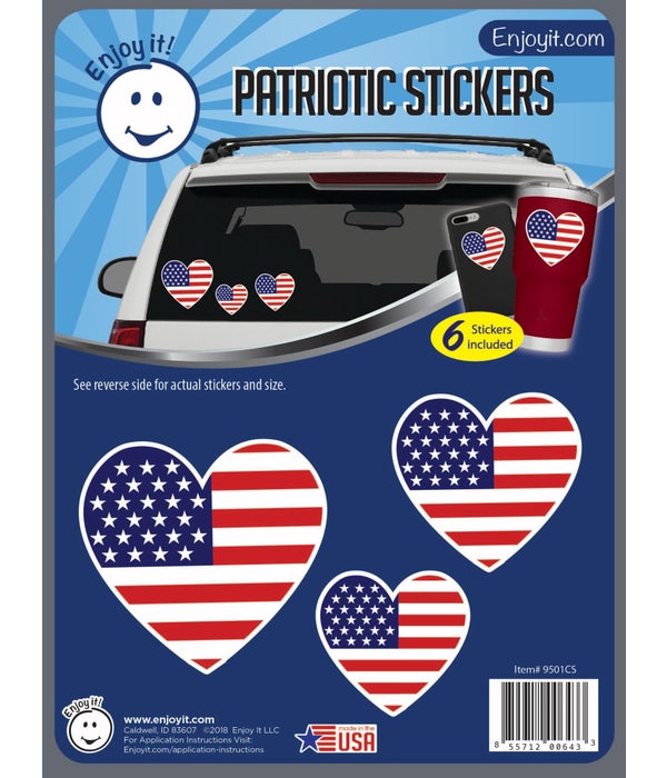 Hearts U.S.A. Flag Stickers