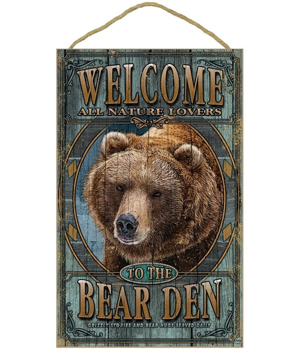 Bear, Grizzly Den welcome 10x16 sign