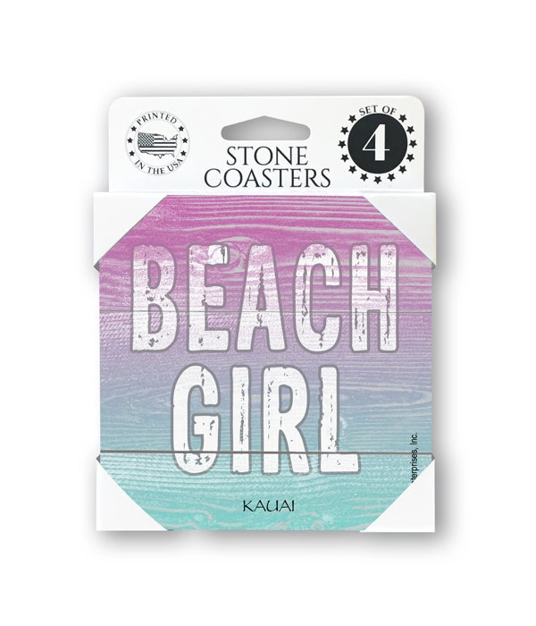 Beach Girl-4 pack stone coasters