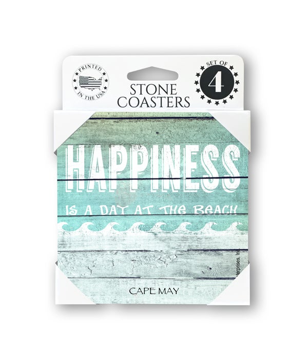 Happiness is a day at the beach-4 pack stone coasters
