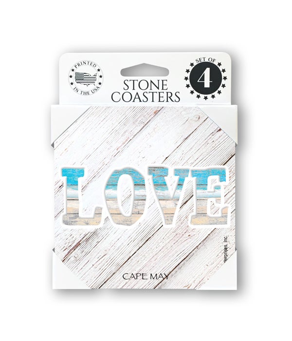 LOVE-beach-4 pack stone coasters