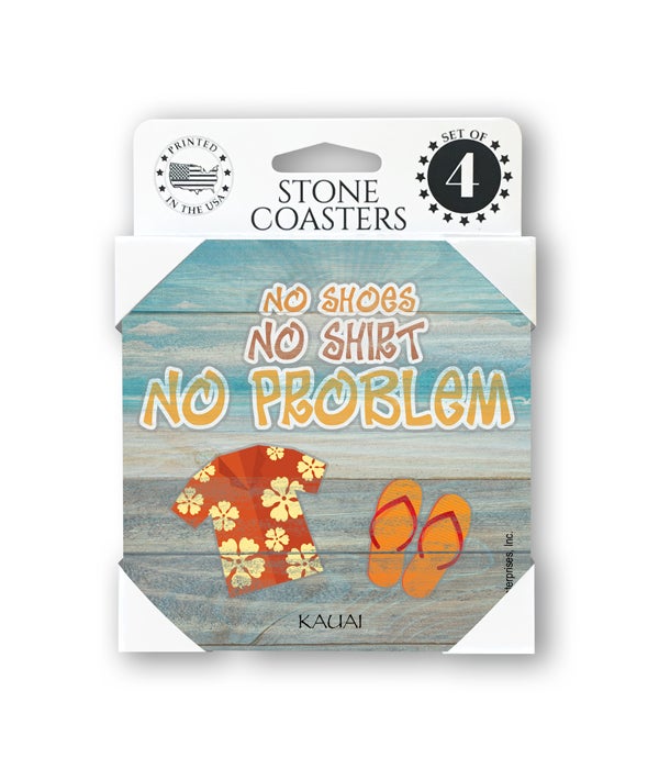No shoes, no shirt, no problem-4 pack stone coasters