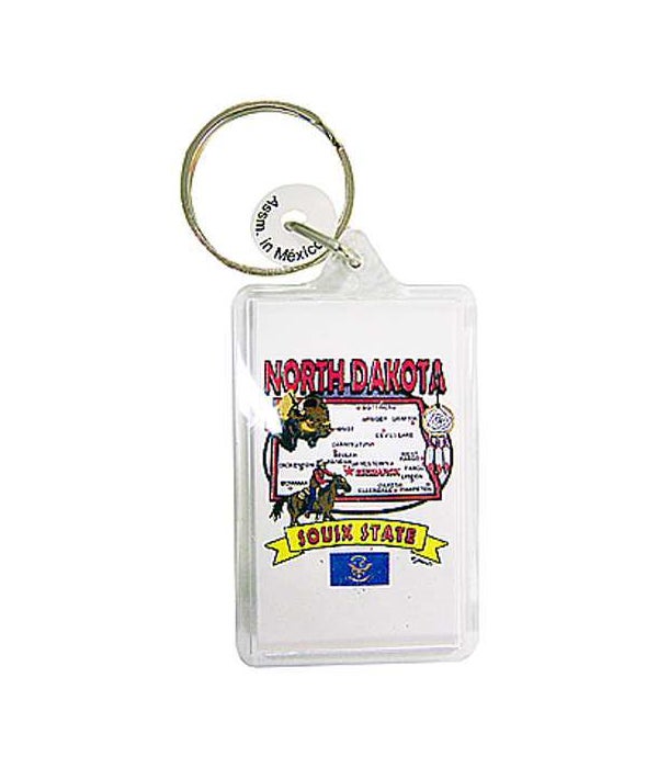 ND Keychain Lucite State Map
