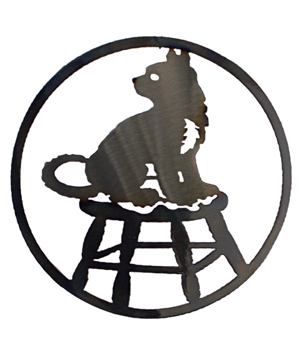 CAT ON CHAIR-9-IN Round Art