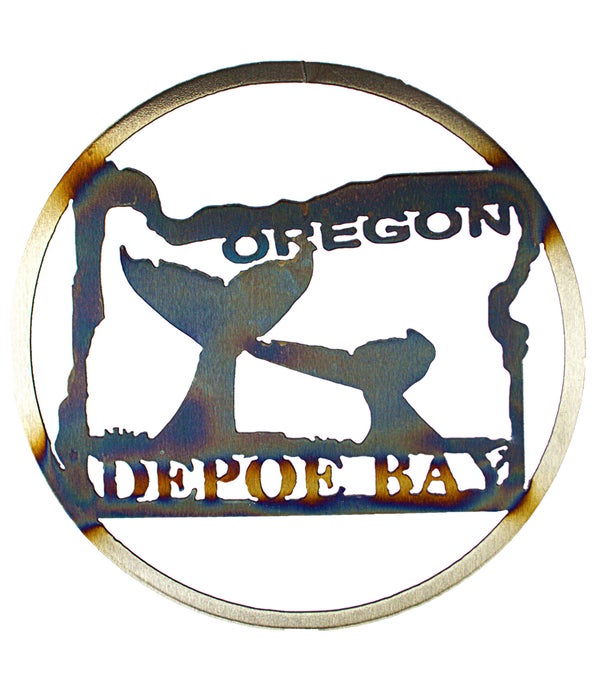 Oregon Map w/Depoe Bay 9-IN Round Art