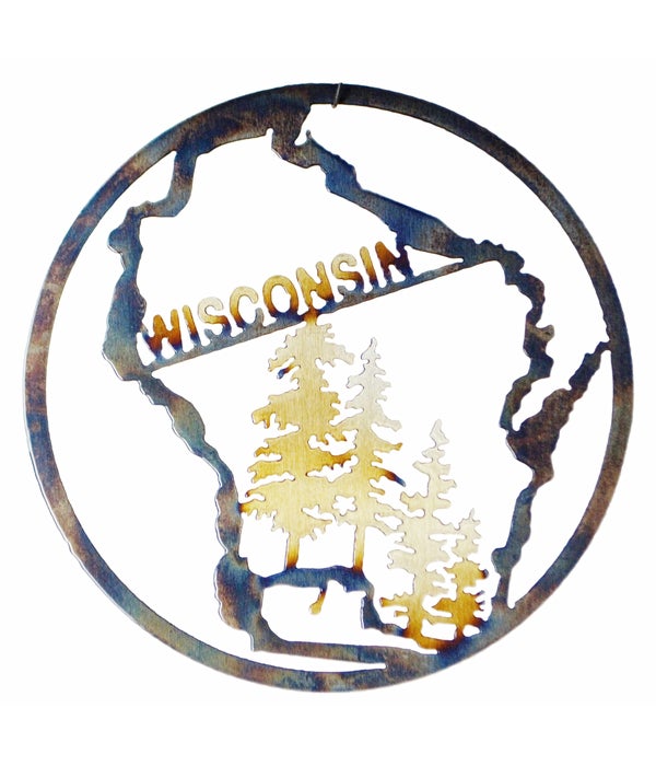 Wisconsin Map-9-IN Round Art