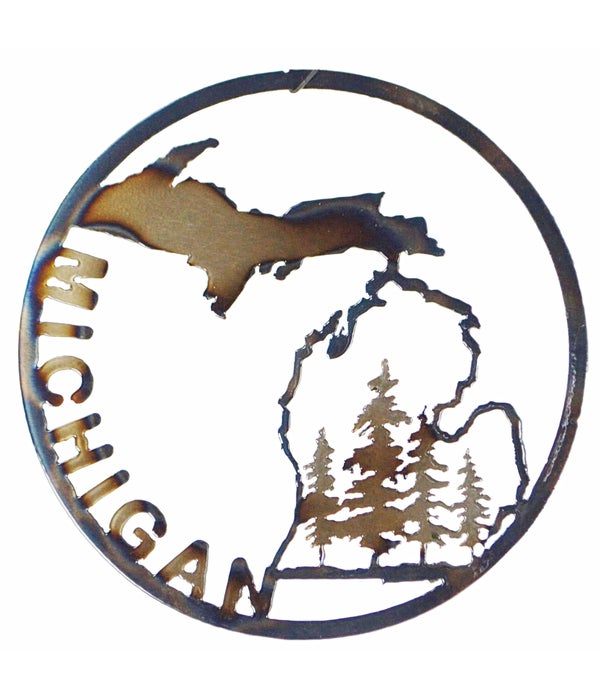 Michigan map with UP 12-IN Round Art 12-IN Round Art