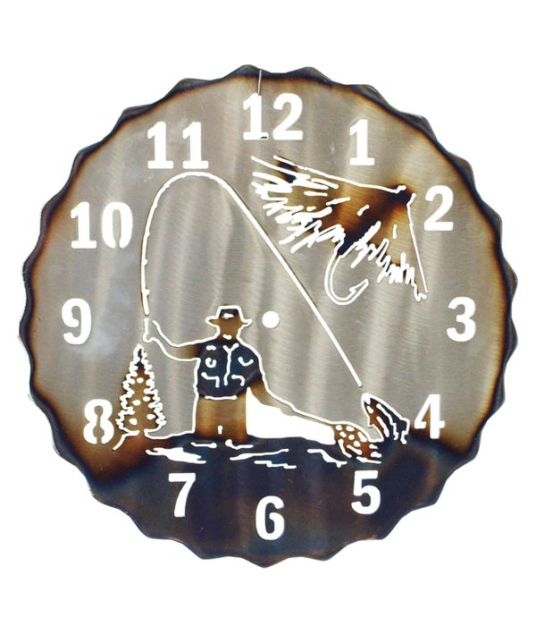 FLY FISHERMAN 12.5" Clock