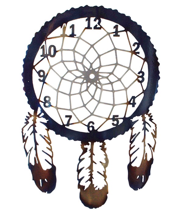 DREAMCATCHER WITH 3 FEATHERS 12.5" Clock