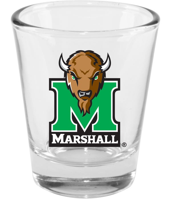 MARSHALL UNIVERSITY THUNDERING HERD CLEAR SHOT GLASS