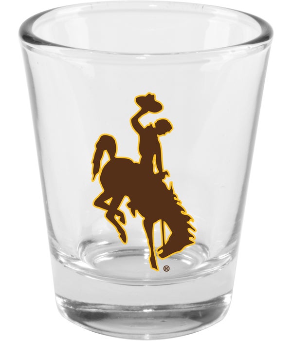 WYOMING COWBOYS CLEAR SHOT GLASS