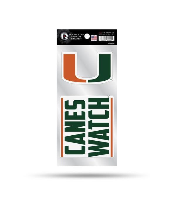 MIAMI HURRICANES DOUBLE UP DECAL
