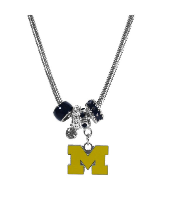 MICHIGAN WOLVERINES EURO BEADED NECKLACE