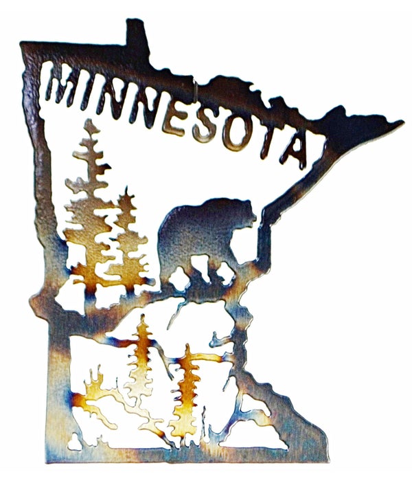 Minnesota Map w/ Bear Garden (Mini) Art