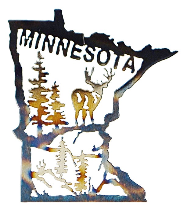 Minnesota Map w/ Deer Garden (Mini) Art
