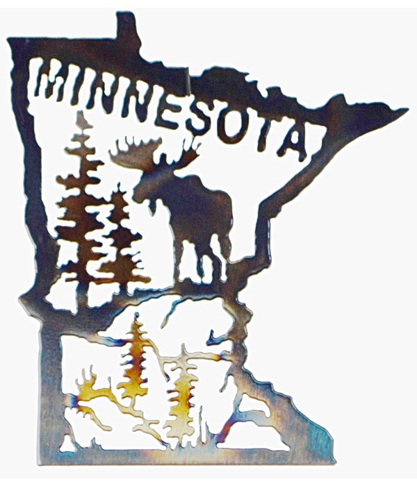 Minnesota Map w/ Moose Garden (Mini) Art