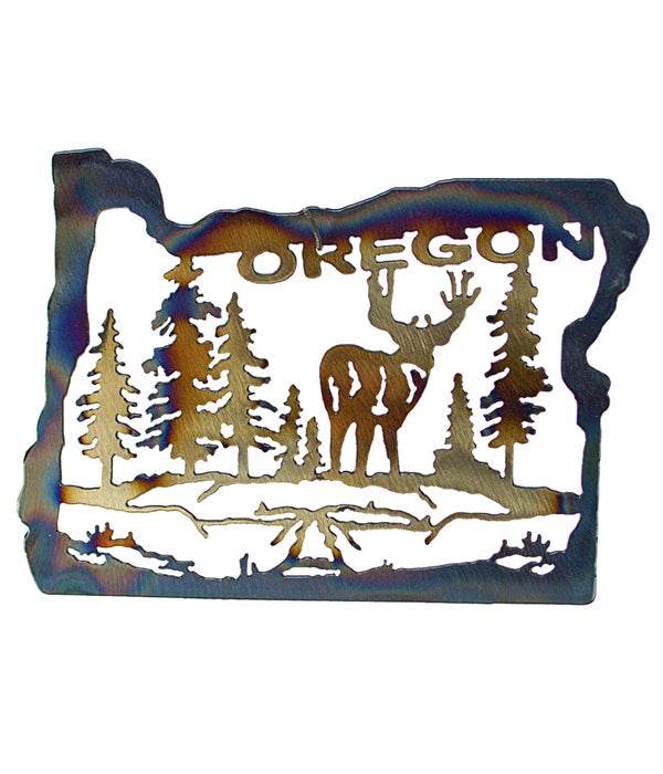 Oregon Map w/Deer Garden (Mini) Art