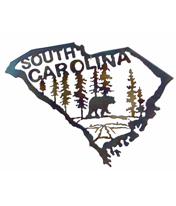 South Carolina Map w/ Bear Garden (Mini) Art