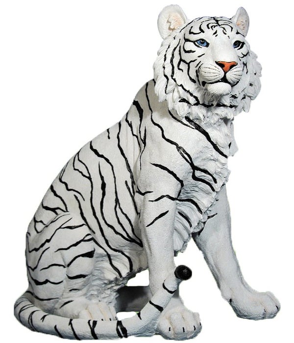 H20.25" White Big Sitting Tiger