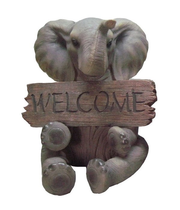 14.75" Elephant Sitting Welcome 1PC