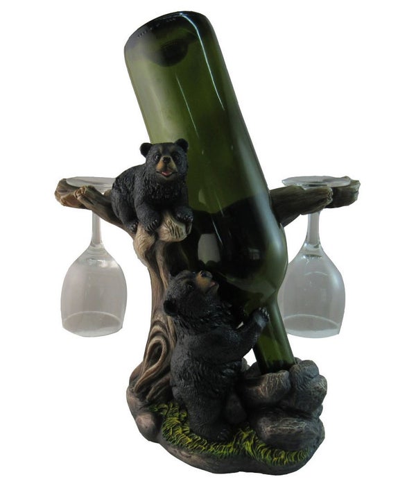 L10" Bear Wine and Glass Holder 4PC