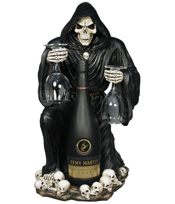 H18" Skeleton Wine Holder w/ Glasses