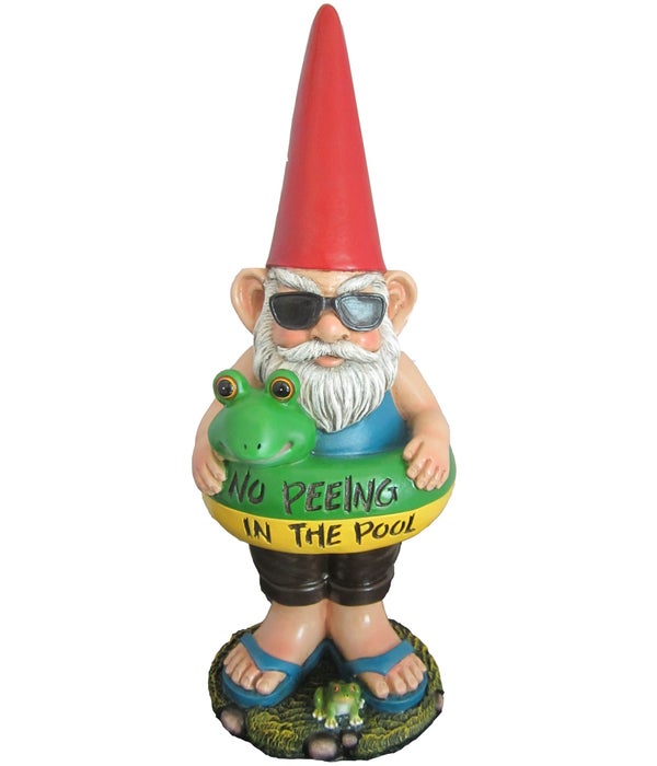 17" Pool Gnome - No Peeing Sign
