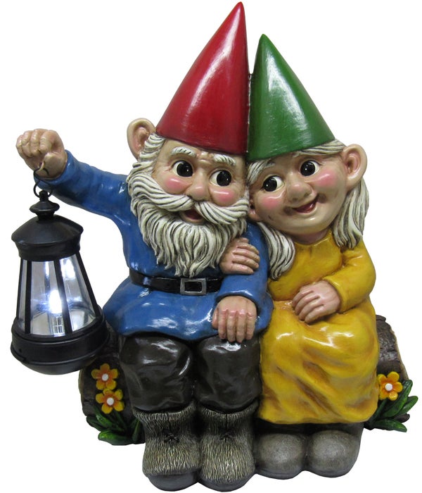 13.85" Gnome Couple Lantern