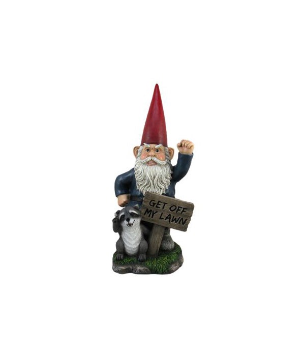 Gnome w/sign - Get Off My Lawn 17.25"