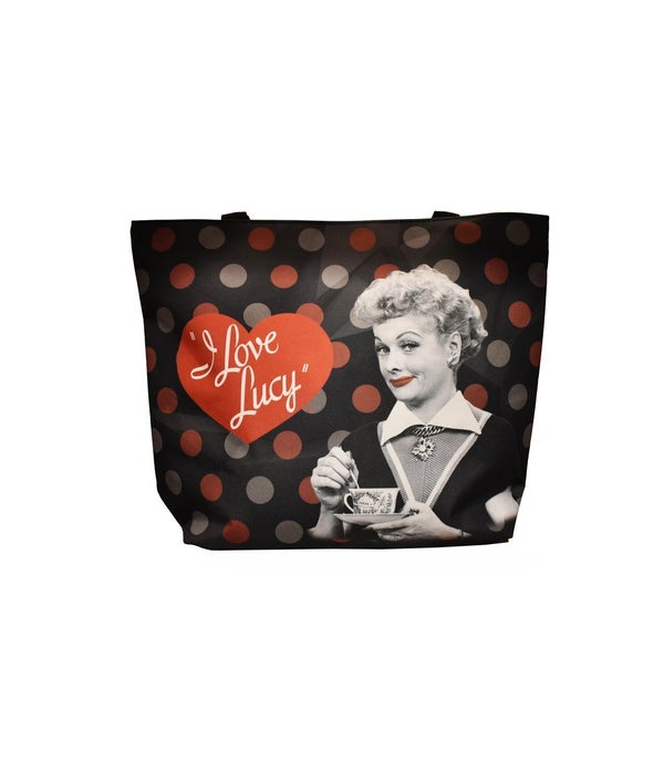 LUCY TOTE BAG - BLACK & RED DOTS #1