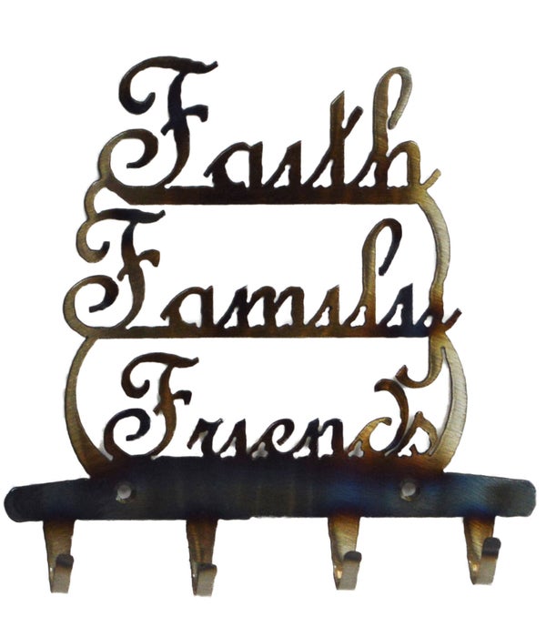 FAITH FAMILY FRIENDS 6.5x7 Inch 4 Hook Key Rack