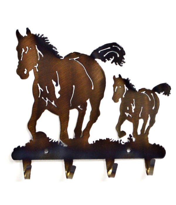 HORSE AND COLT6.5x7 Inch 4 Hook Key Rack
