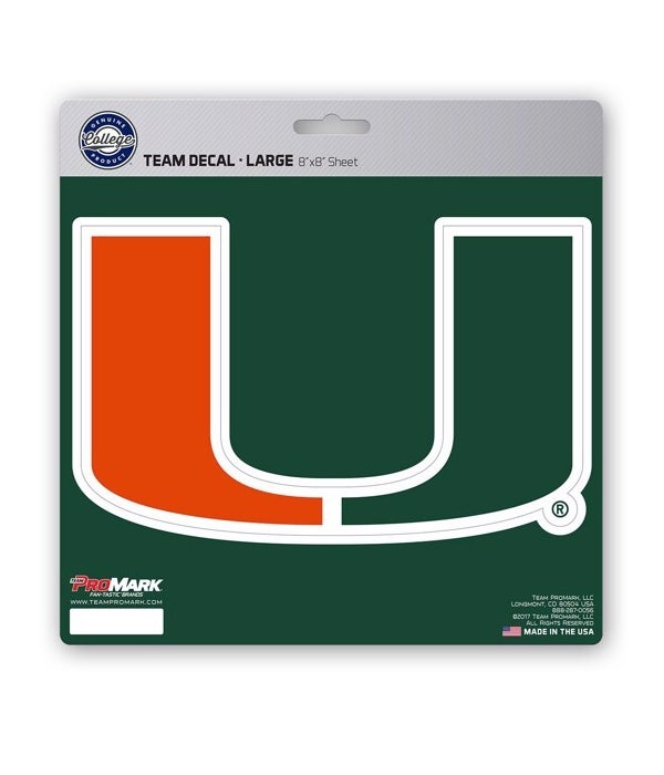 MIAMI HURRICANES LARGE DECAL