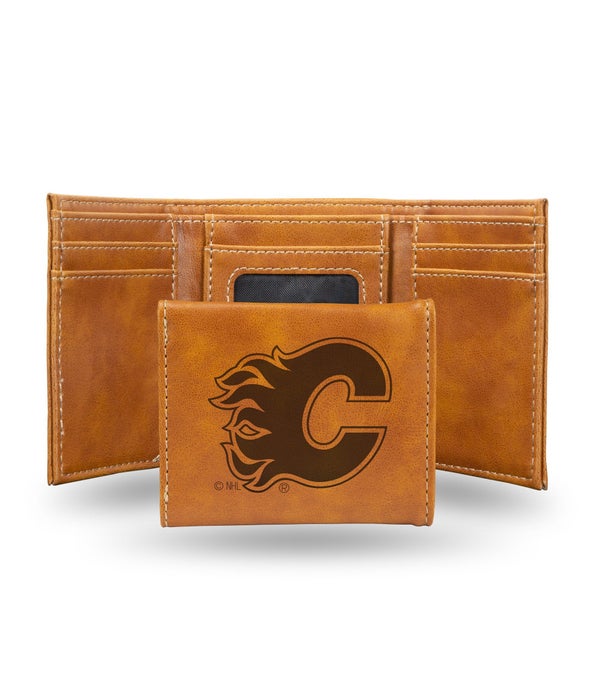 CALGARY FLAMES LASER ENGRAVED LEATHER WALLET
