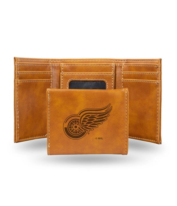DETROIT RED WINGS LASER ENGRAVED LEATHER WALLET
