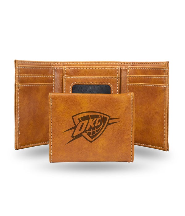 OKLAHOMA CITY THUNDER LASER ENGRAVED LEATHER WALLET